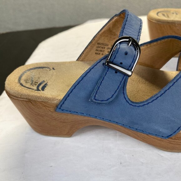 Dansko Women's Susie Platform Cork Wedge Sandal,Buckle, Blue Size 36,Clog - Picture 14 of 16